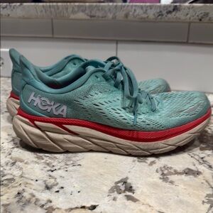 Hoka Women's Teal and Red Athletic Shoes